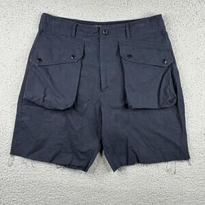 Engineered Garments A.blue Shorts Mens 32 Blue Ripstop Cargo Flap Pocket Raw Hem